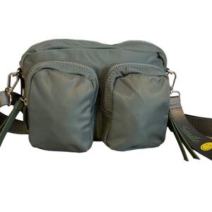 Like Dreams Crossbody Utility Smiley Accent Olive Green